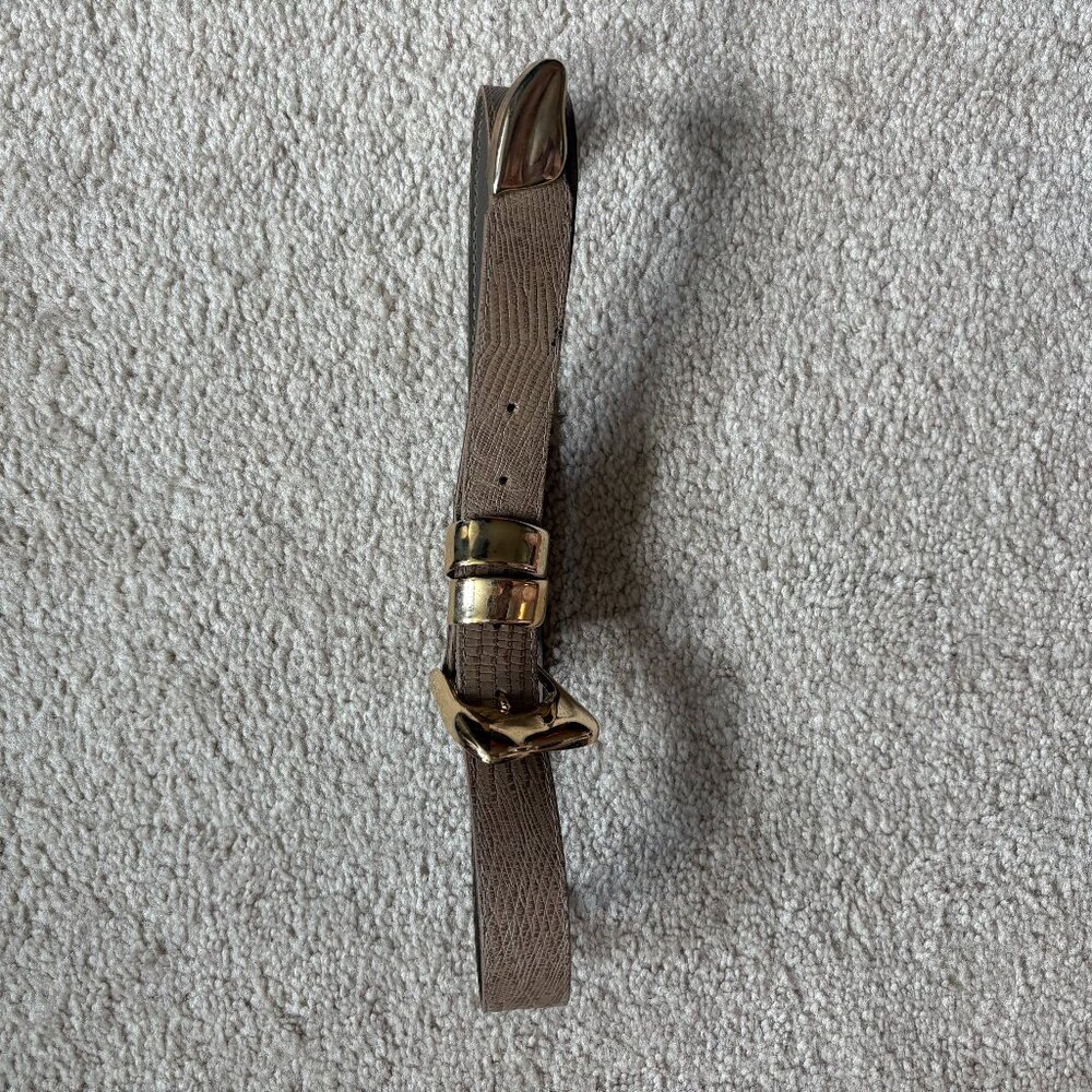 Vintage Accessories by Pearl tan embossed leather gold-tone hardware belt MED